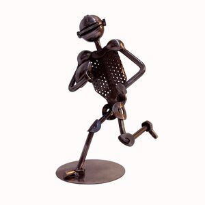 Football Industrial Art Sculpture Nuts and Bolts Metal Sports Recycled Decor 9"